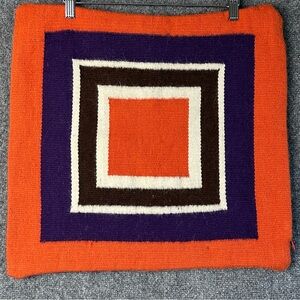 Wayra alpaca wool pillow case 19” mcm mod color block orange purple brown white